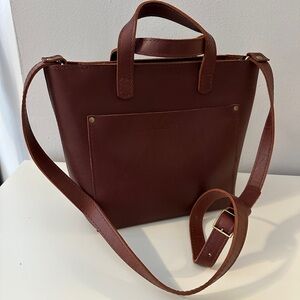 Portland Leather Goods Mini-Crossbody Tote in Cognac, never carried.